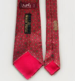 VTG Hermès 7297 EA Silk Tie – Red Mors Horse Bit Motif, Made in France, 4”